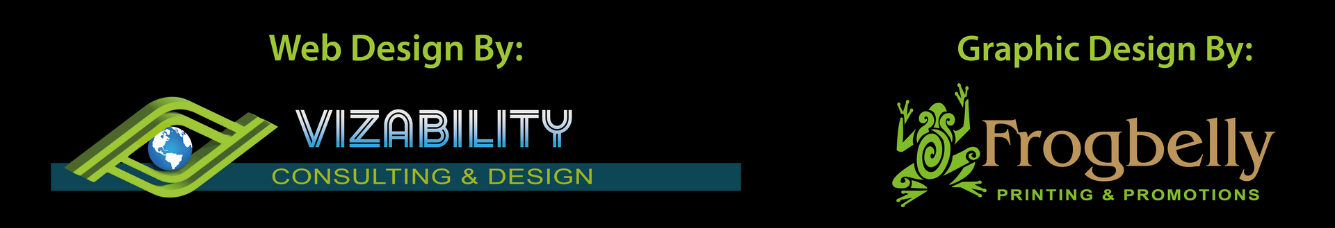 full span banner, web design by Vizability Consulting & Design with logo, Graphic design by Frogbelly Printing & Promotions with logo